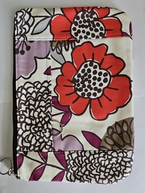 Floral Canvas Wristlet Clutch in Red and Purple